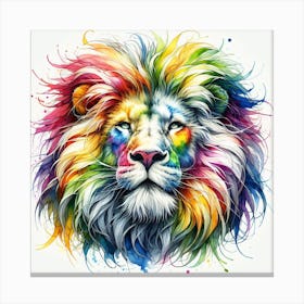 A rainbow-coloured lion Canvas Print