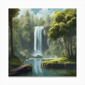 0 A Natural Landscape Of A Lake Surrounded By Trees Esrgan V1 X2plus Canvas Print