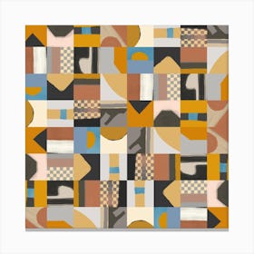 Mid Century Grid Pattern Two Square Canvas Print