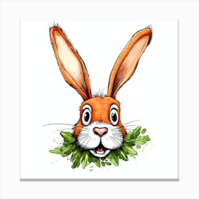 Rabbit With Greens Canvas Print