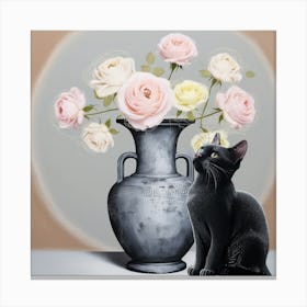 Flower & Cat Canvas Print