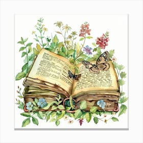 Open Book With Butterflies 3 Canvas Print