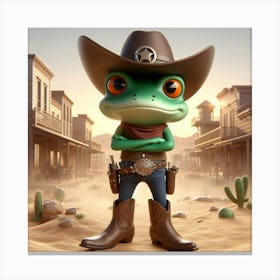 Frog In Cowboy Hat Canvas Print