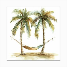 Palm Trees And Hammock 1 Canvas Print