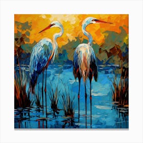 Herons At Sunset Canvas Print