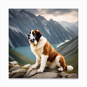 St Bernard Dog In Mountain (72) Canvas Print