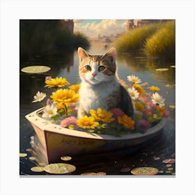 Cat In A Boat 1 Canvas Print