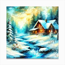 Oil Texture Log Cabin 4 Canvas Print