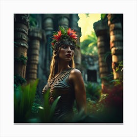 Beautiful Woman In The Jungle Canvas Print