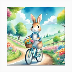 Bunny On A Bike art Canvas Print