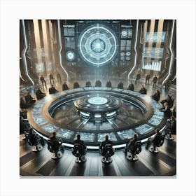 A Detailed, Futuristic Scene Showcasing The Compos Canvas Print