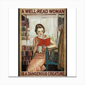 A Well-Read Woman Wall Art Canvas Print