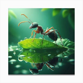 Ant On A Leaf Canvas Print