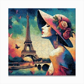Abstract Puzzle Art French woman in Paris 4 Canvas Print