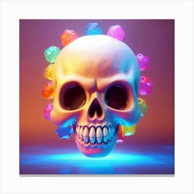 Skull With Colorful Beads Canvas Print
