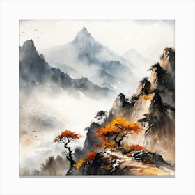 Chinese Mountains Landscape Painting (45) Canvas Print