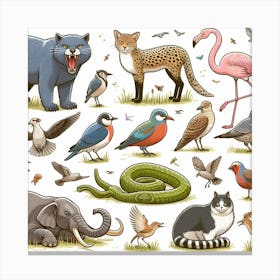 Wild Animals Set Canvas Print