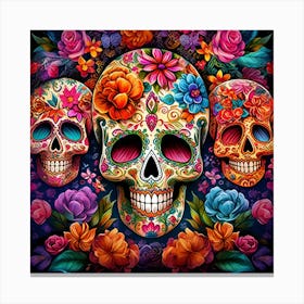 Day Of The Dead Skulls 2 Canvas Print