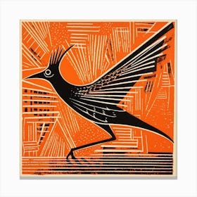 Retro Bird Lithograph Roadrunner 2 Canvas Print