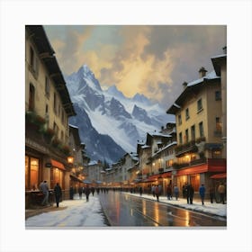 Street Scene In The Mountains Canvas Print