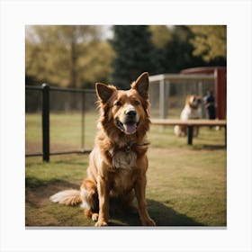 Golden Retriever At Dog Park Canvas Print