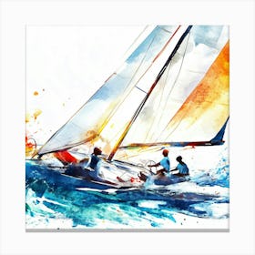 Watercolor Sailboat Painting 1 Canvas Print