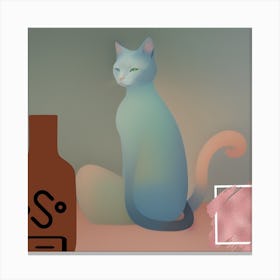 Cat And Bottle Canvas Print