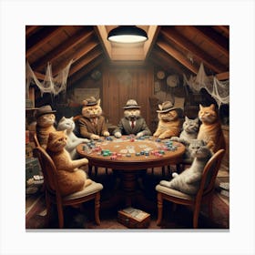 Cats Playing Poker Canvas Print