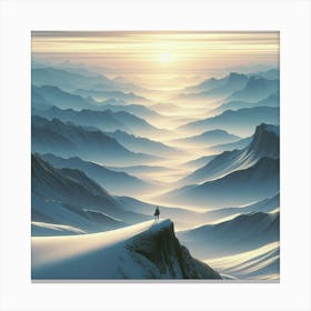 Man On Top Of A Mountain Canvas Print