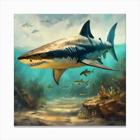 Oil Paint Concept Art Of An Ancient Prehistoric Sh (1) Canvas Print