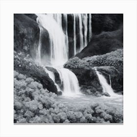 Waterfall In Black And White Canvas Print