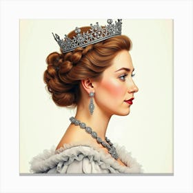 Elegant Watercolor Portrait Of Queen Elizabeth I, With A Regal Touch 1 Canvas Print