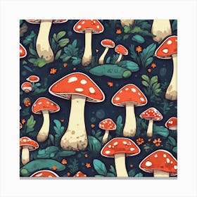 Seamless Pattern With Mushrooms 5 Canvas Print