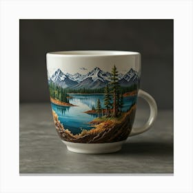 Lake And Mountains Coffee Mug Canvas Print