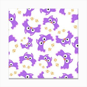 Purple Owl Pattern Background Canvas Print