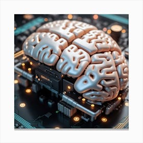 Brain On A Circuit Board 1 Canvas Print