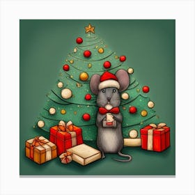 Cartoon Christmas Mouse Canvas Print