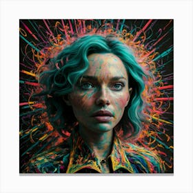 Woman With Blue Hair Canvas Print