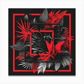 Red Leaves In A Square Frame Canvas Print