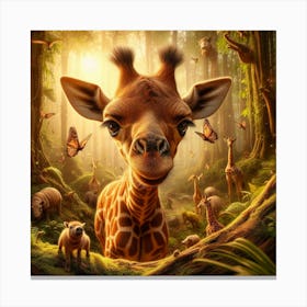 Giraffe In The Forest Canvas Print