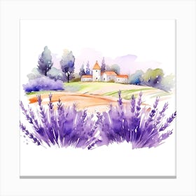 Watercolor Lavender Field 1 Canvas Print