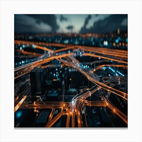 Cityscape At Night Canvas Print