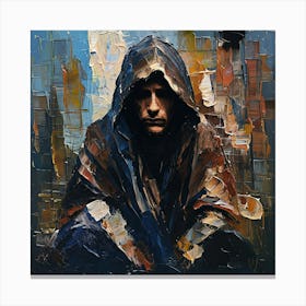 Impressionistic Portrait of a Hooded Figure in Contemplation Canvas Print