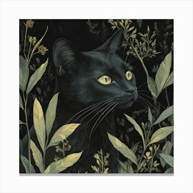 Black Cat In The Forest Canvas Print