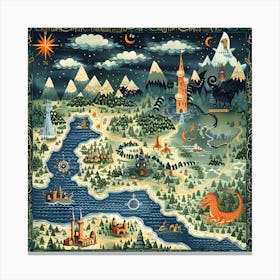 Fantasy Map 3 Canvas Print