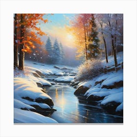 Snowy Stream Canvas Print