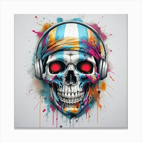 Skull With Headphones Canvas Print