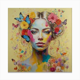 Girl With Butterflies Canvas Print