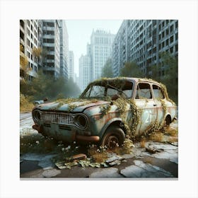 Abandoned Car In The City Canvas Print