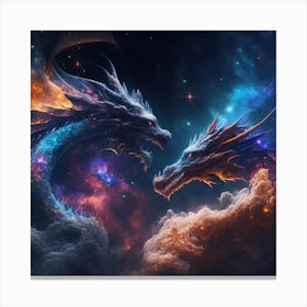 Dragons In Space Canvas Print